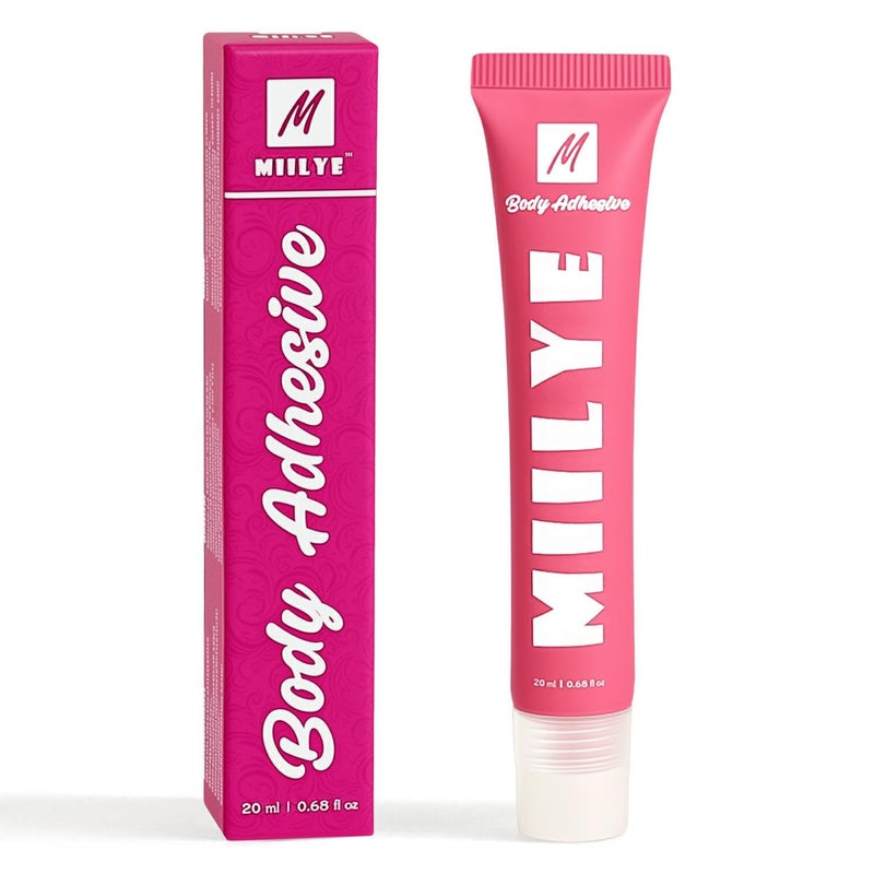 MIILYE Body Adhesive Glue for Clothes 20ml, Sweat Proof, Water Wash Off Skin Adhesive, Fabric-Safe Liquid Fashion Glue Tape for Dancers, Women Bras, Wigs, Stockings - Image 1
